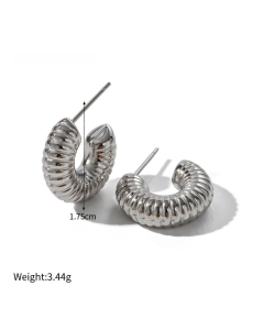 High Quality Steel Color Sleek Hollow Hoop Stainless Steel Earrings Female