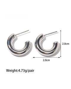 Popular INS Style Steel Color Sleek Hollow Hoop Stainless Steel Earrings Female