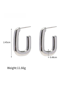 Minimalism Steel Color Sleek Hollow Hoop Stainless Steel Earrings Female
