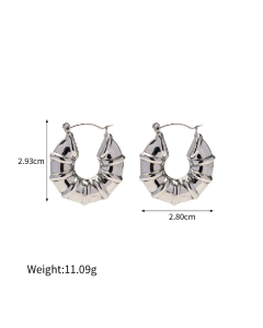Non-fading Steel Color Sleek Hollow Hoop Stainless Steel Earrings Female