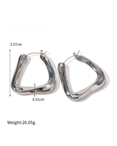 Colorza Jewelry Steel Color Sleek Hollow Hoop Stainless Steel Earrings Female