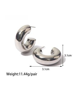 Hot Sale INS Style Steel Color Sleek Hollow Hoop Stainless Steel Earrings Female