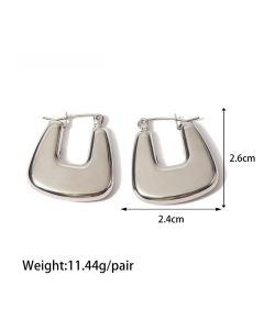 Fashion INS Style Steel Color Sleek Hollow Hoop Stainless Steel Earrings Female