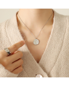 Steel Geometric Pectinid Shell Pendant With Titanium Steel Necklace CA7810137