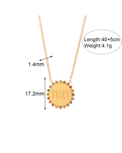 Sunflower Stainless Steel Necklace With Colorful Zircon-LY881018-4