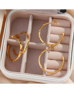Wholesale Stainless Steel Earrings Super Large Zircon Inlaid Earrings