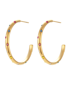 Exaggerated Plated 18K Gold Super Large Zircon Inlaid Stainless Steel Earrings Jewelry 
