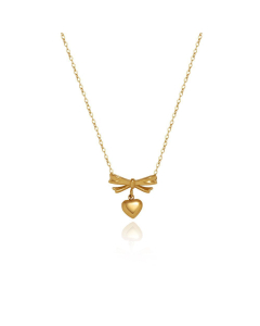 Wholesale Stainless Steel Necklace Sweet Bow Love Three-dimensional Necklace Collarbone Chain Plated 18K Gold Fine Jewelry