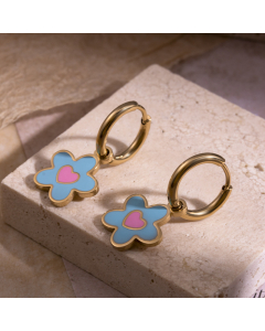 Sweet Niche Ins Color Series Enamel Flower Pendant Titanium Steel Earrings Fine Jewelry