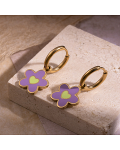 Niche Ins Color Series Enamel Flower Pendant Titanium Steel Earrings Fine Jewelry