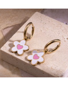 Ins Color Series Enamel Flower Pendant Titanium Steel Earrings Fine Jewelry