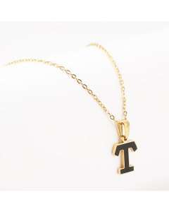 T Black Shell Initial Letter Stainless Steel Necklace CA7810229