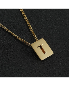 T Gold Plated Square Initial Letter Necklace CA7810194