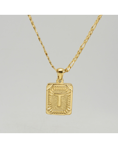 T Hip Hop Style Initial Letter With Curby Chain Necklace CA7810225
