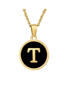 T Initial Letter Necklace With Black Shells CA7810193