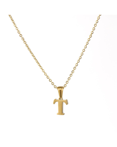 T Mirror Polish Initial Letter Figaro Chain Necklace CA7810227