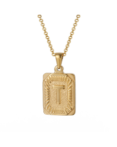 T Square Charms With Initial Letter And Link Chain Necklace CA7810199