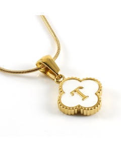 T Wholesale Initial Letter Lucky Clover Necklace Inlaid Nature Shell CA7810197