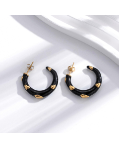 Wholesale Bohemia Style Temperament Personality C-Shaped Three-Dimensional Love Stainless Steel Earrings Colorza Jewelry