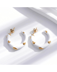Bohemia Style Temperament Personality C-Shaped Three-Dimensional Love Stainless Steel Earrings Colorza Jewelry