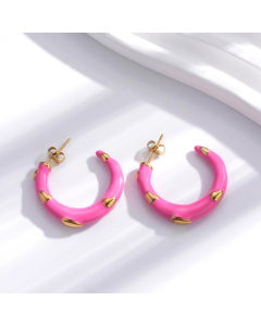 Temperament Personality C-Shaped Three-Dimensional Love Stainless Steel Earrings Colorza Jewelry Wholesale