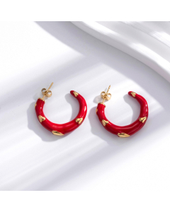 Personality C-Shaped Three-Dimensional Love Stainless Steel Earrings Colorza Jewelry