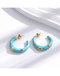 Colorza Fine Jewelry C-Shaped Three-Dimensional Love Stainless Steel Earrings Wholesale