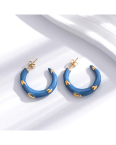 Minimalism Personality C-Shaped Three-Dimensional Love Stainless Steel Earrings Colorza Jewelry