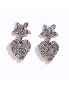 Steel Color Starfish Love Coral Stud Earrings Stainless Steel Plated 18K Gold Temperament Earrings