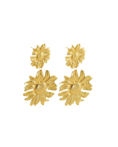 Wholesale Stainless Steel Earrings Fashion Retro Temperament Sunflower Gold-plated Earrings Flower Earrings