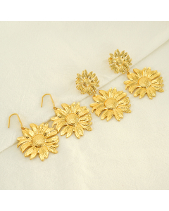 Wholesale Stainless Steel Earrings Fashion Retro Temperament Sunflower Gold-plated Earrings Flower Earrings
