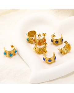 Wholesale INS Earrings French Retro Temperament Senior Sense Texture Sense Light Luxury Jeweled Stainless Steel Earrings