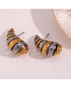 Wholesale Stainless Steel Earrings Trendy Thread Hollow Water Drop Earrings Plated 18K Gold Geometric Earrings