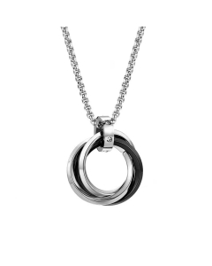 Daily Style Minimalism Three-ring Inset Diamond Pendant Stainless Steel Necklace