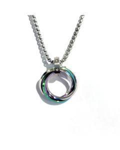 Hot Sale Three-ring Inset Diamond Pendant Stainless Steel Necklace