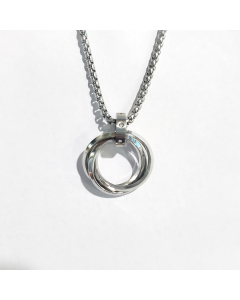 Casual Minimalism Three-ring Inset Diamond Pendant Stainless Steel Necklace