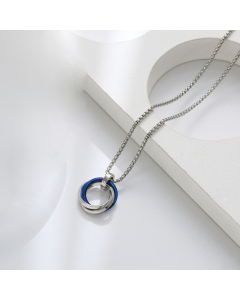 Hip Hop Style Minimalism Three-ring Inset Diamond Pendant Stainless Steel Necklace