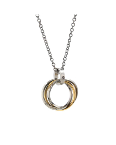 Hip Hop Style Minimalism Three-ring Inset Diamond Pendant Stainless Steel Necklace