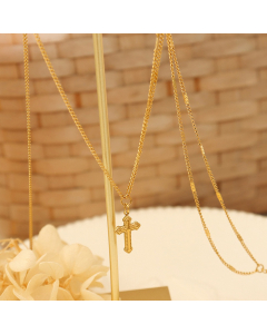Titanium Steel 18k Plated Cross Pendant Necklace