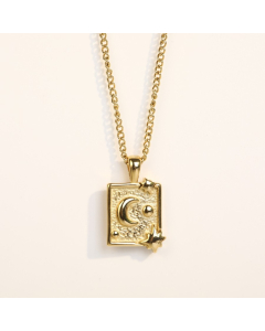 Titanium Steel Fashion Sun And Crescent In Square Charm With Classic Chain CA7810192