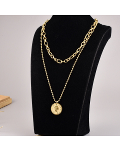 Double Layered Ball Chain and Paperclip Chain Titanium Steel Necklace