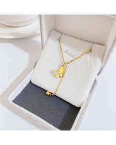 Titanium Steel Necklace With Butterfly Pendant Clavicle Chain Close View