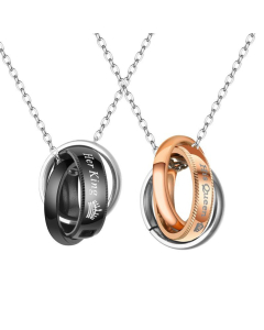 Couple Style Crown Atmospheric Stainless Steel Couple Rings Pendant Necklace CA7810004
