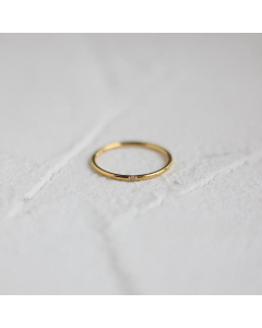 Wholesale Fine Ring Fashion Single Diamond Stainless Steel Ring-Gold Color-01-6