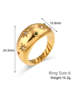 Vintage Style Diamond Star Colorful Ring Wholesale Jewelry LY881018-32