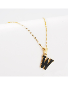 W Black Shell Initial Letter Stainless Steel Necklace CA7810229