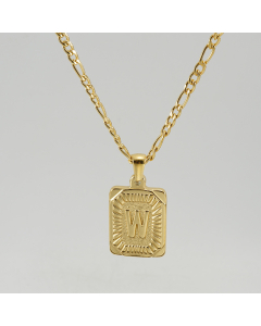 W Hip Hop Style Initial Letter With Curby Chain Necklace CA7810225