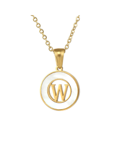 W Hollow Letter With White Shell Necklace CA7810208