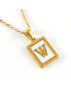 W Initial Letter Necklace Inlaid With White Shell Pendant CA7810216