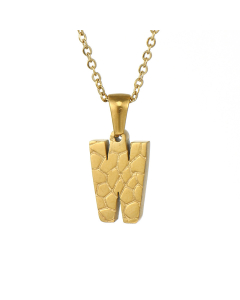 W Stainless Steel Necklace With Initial Letter Harsh lines Pendant CA7810212